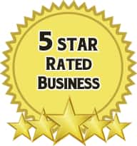5 star rated business emblem from a tree care service in rancho cucamonga, CA